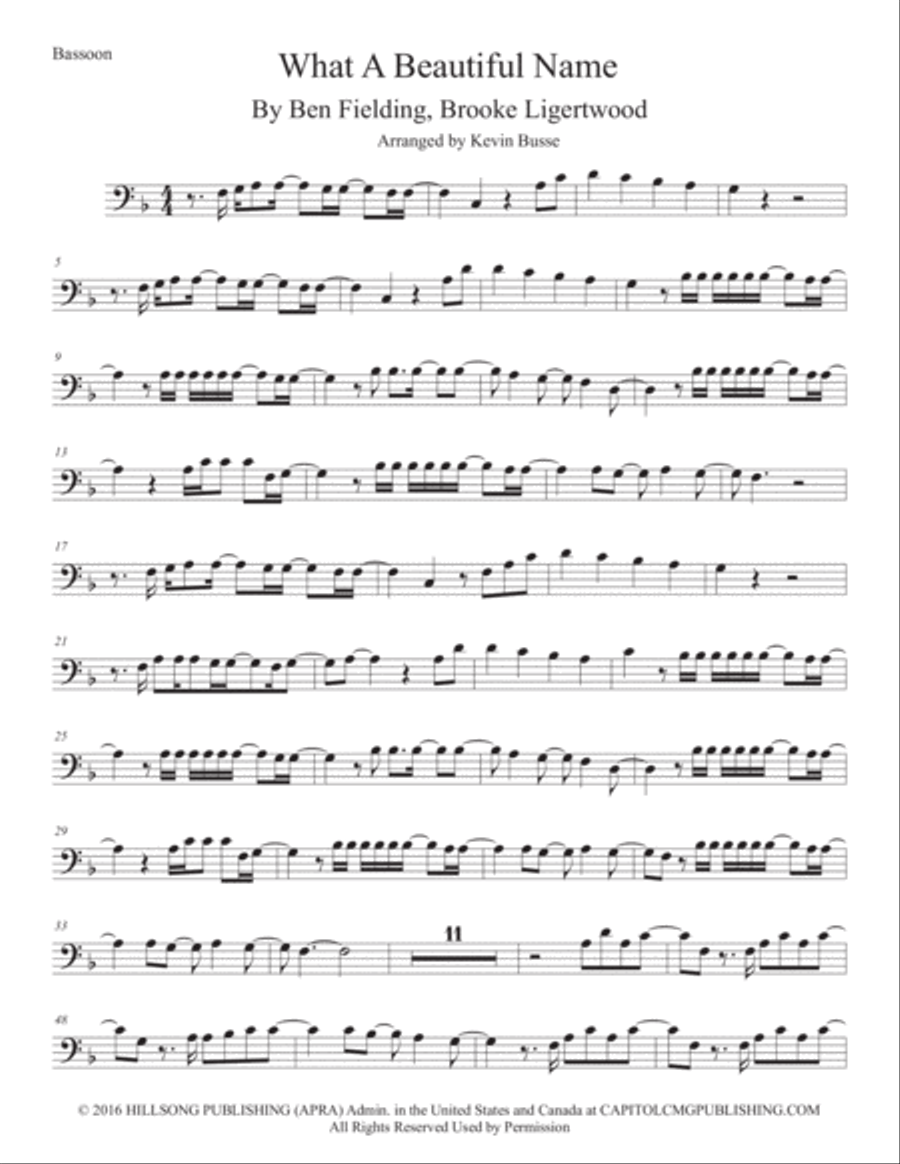 What A Beautiful Name Bassoon Solo scores gallery preview page 1