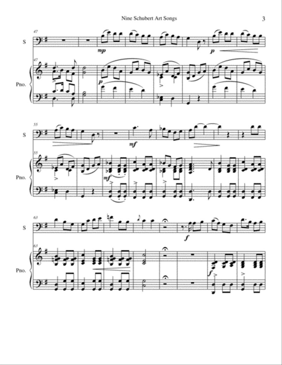 Nine Schubert Art Songs Voice Solo scores gallery preview page 3