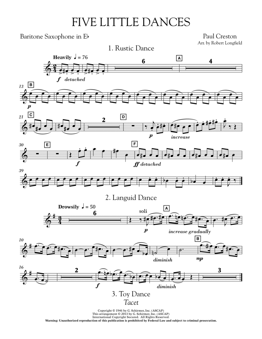Five Little Dances - Eb Baritone Saxophone