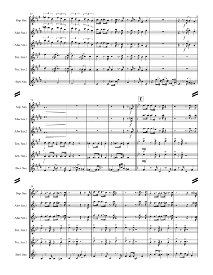 The Mexican Shuffle Saxophone Quintet scores gallery preview page 6