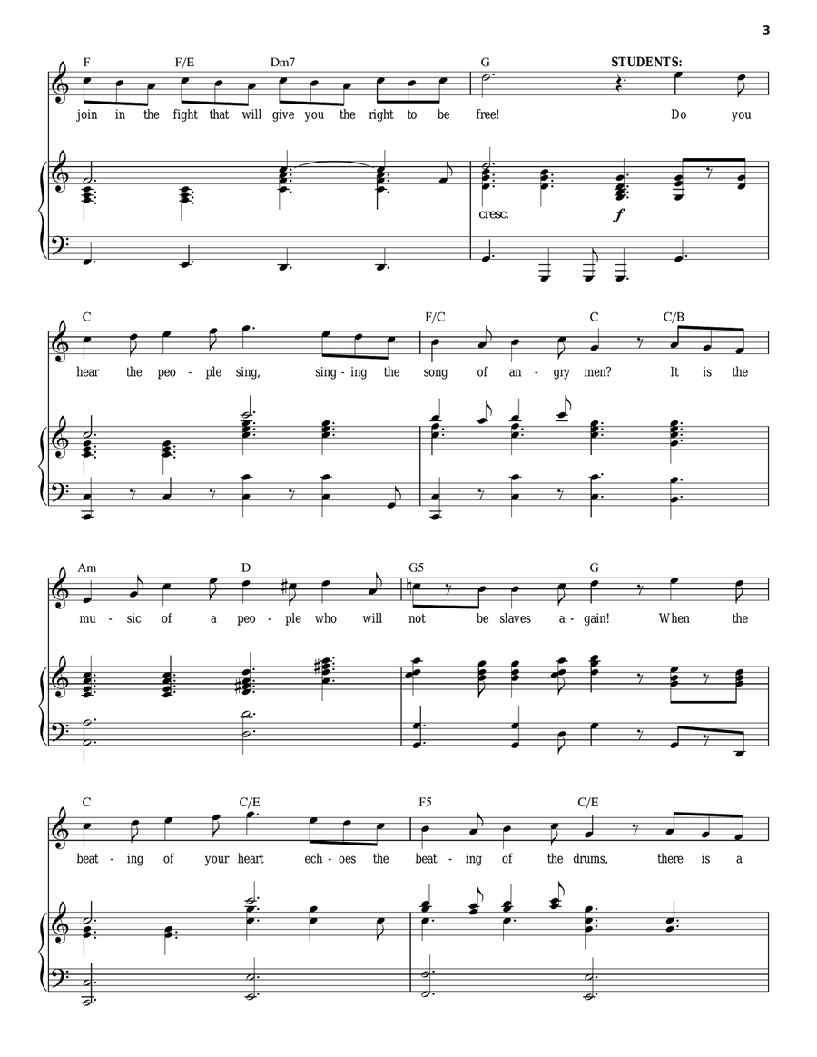Do You Hear The People Sing? Piano, Vocal scores gallery preview page 3