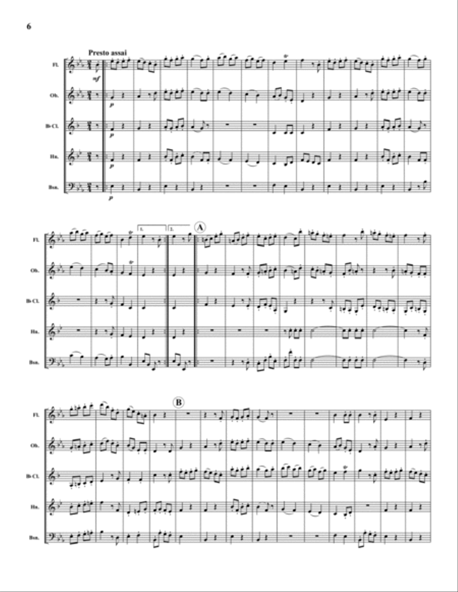Divertimento No. 12 in Eb, K. 252 Woodwind Quintet scores gallery preview page 6
