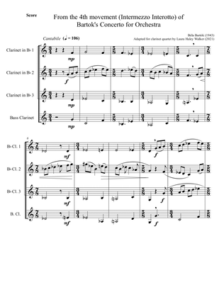 Bartok's Concerto for Orchestra - 4th movement - for clarinet quartet