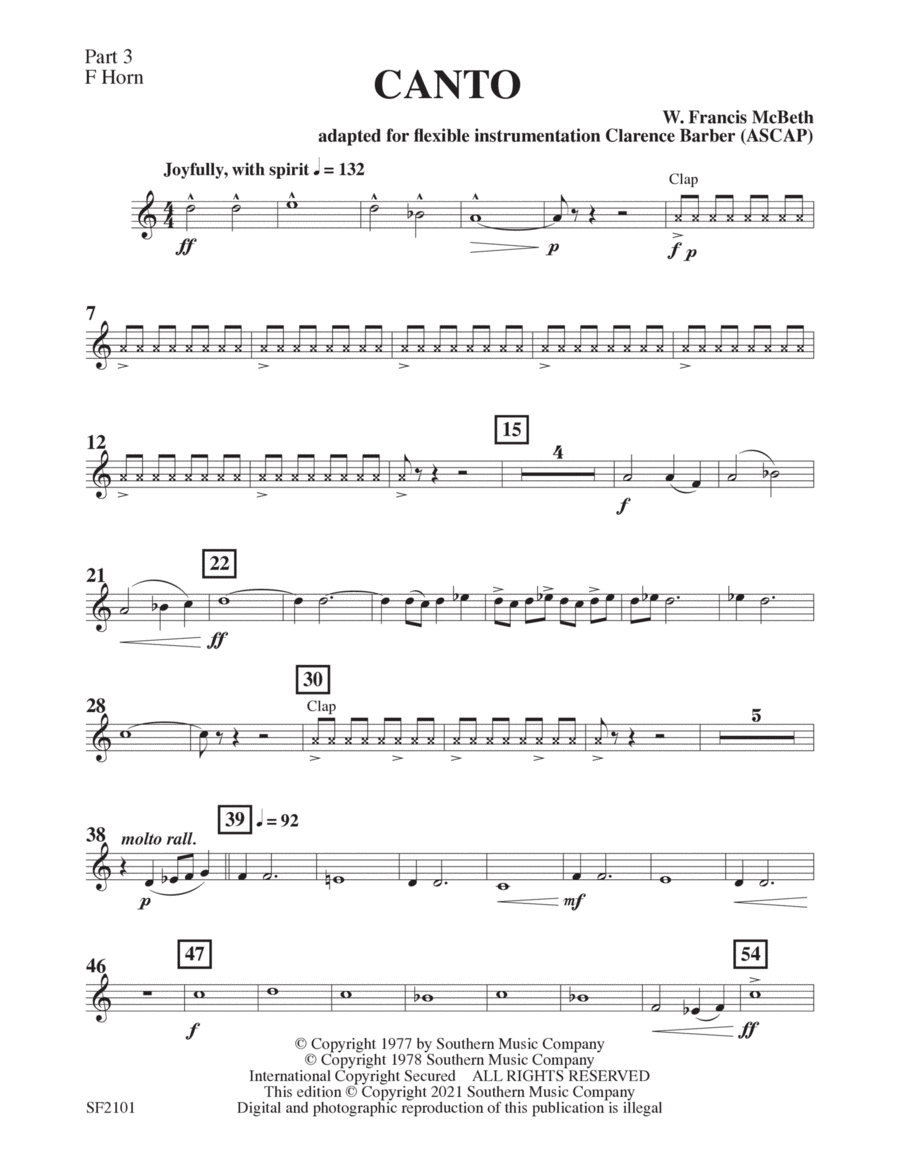 Canto - Horn 3 in F Concert Band scores gallery preview page 1