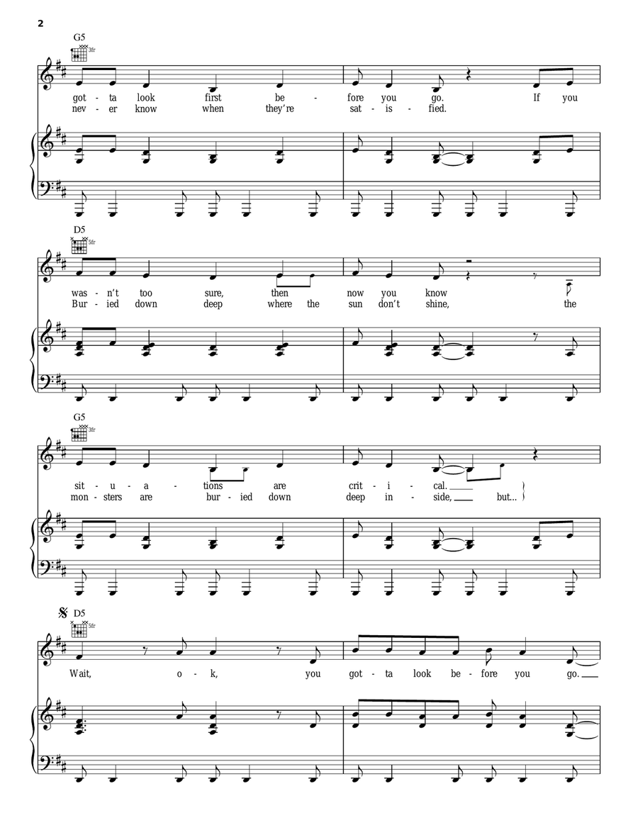 Monsters Piano, Vocal, Guitar scores gallery preview page 2