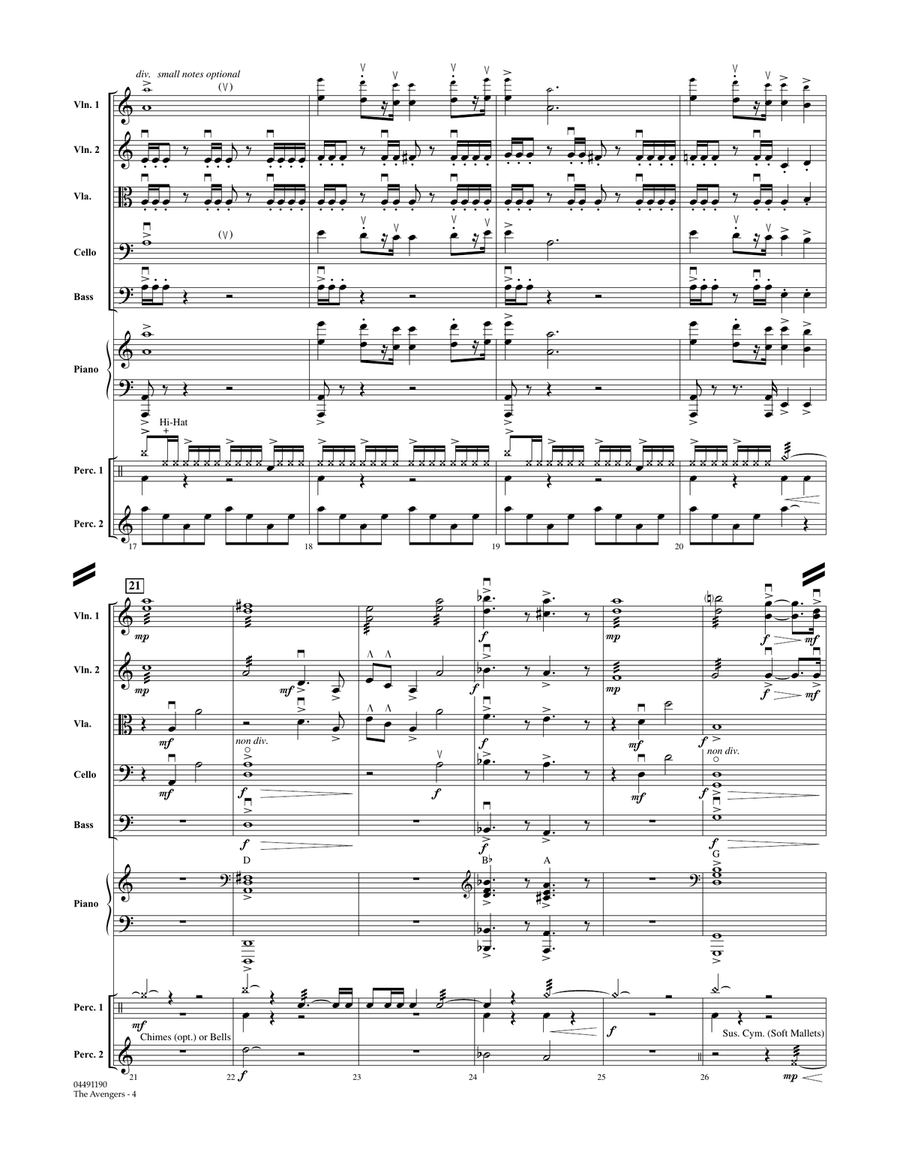 The Avengers (Main Theme) (arr. Larry Moore) - Full Score Orchestra scores gallery preview page 4