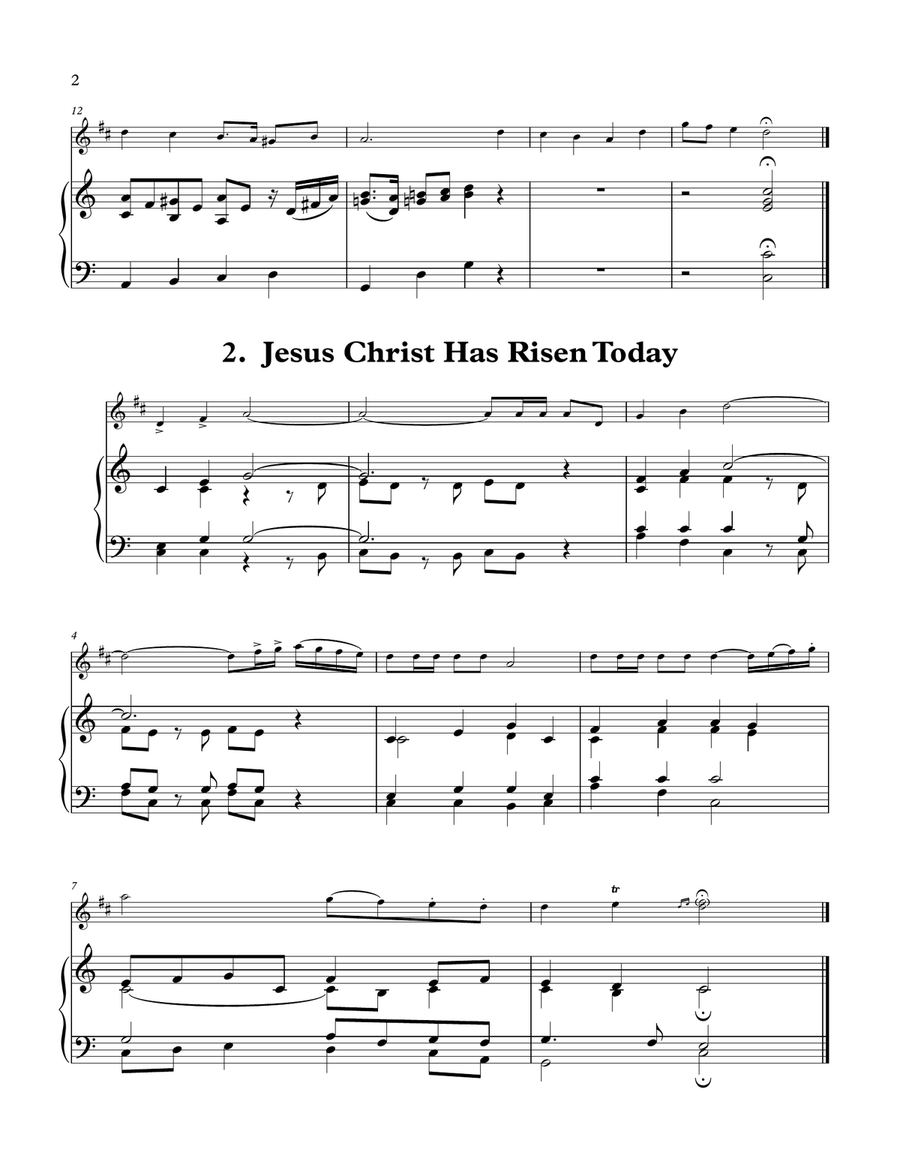 Two Easter Fanfares and Descants for Trumpet and Piano or Organ Trumpet Duet scores gallery preview page 2