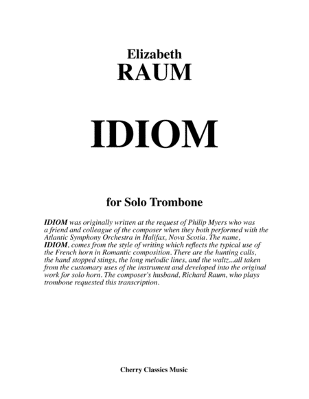 IDIOM for solo Trombone