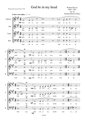 God be in my head. A capella. SATB. Arr. by Graham Dickson-Place