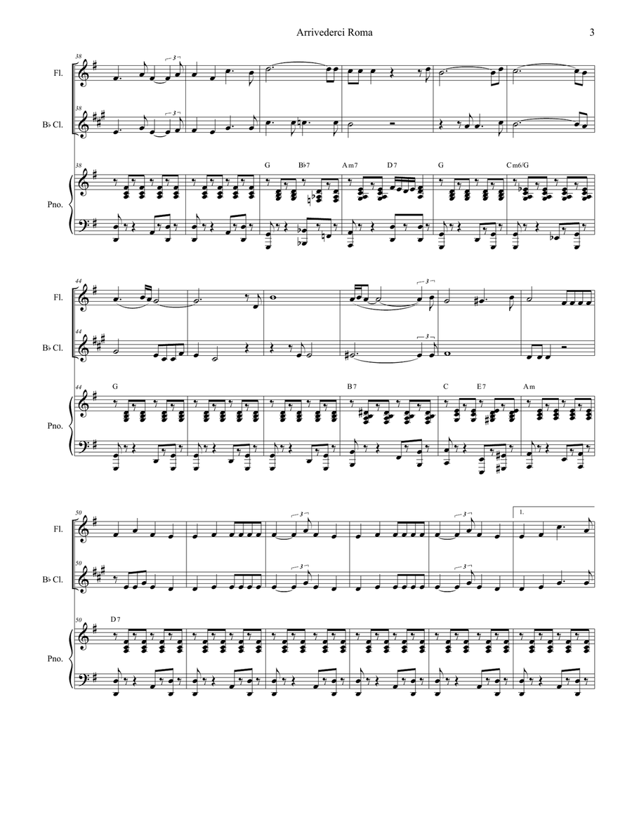 Arrivederci Roma (goodbye To Rome) Woodwind Duet scores gallery preview page 3