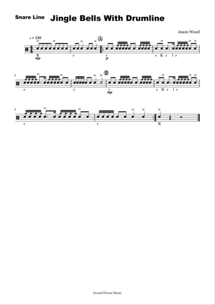 Jingle Bells With Drumline (Drumline Cadence) Marching Band scores gallery preview page 4