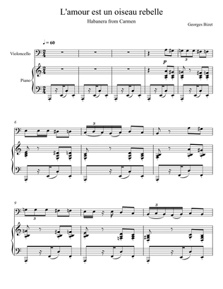 Georges Bizet - Habanera "L’amour est un oiseau rebelle" (Violoncello Solo)