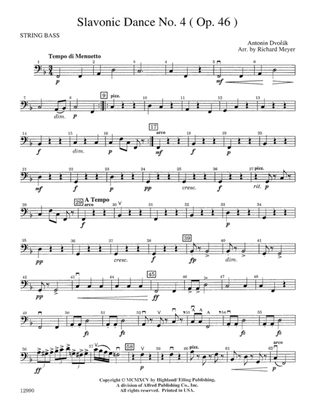 Slavonic Dance No. 4 (Op. 46): String Bass