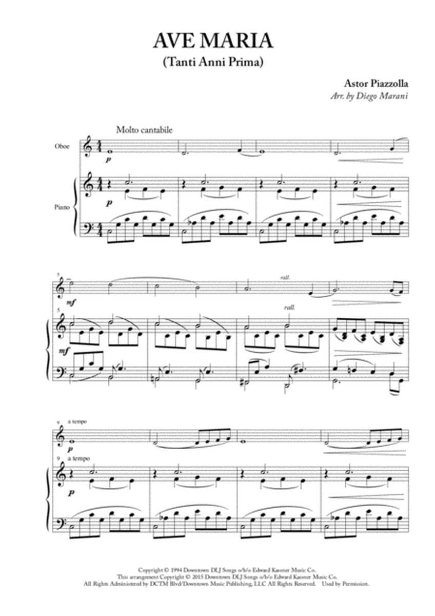 Ave Maria (Tanti Anni Prima) for Oboe and Piano image number null