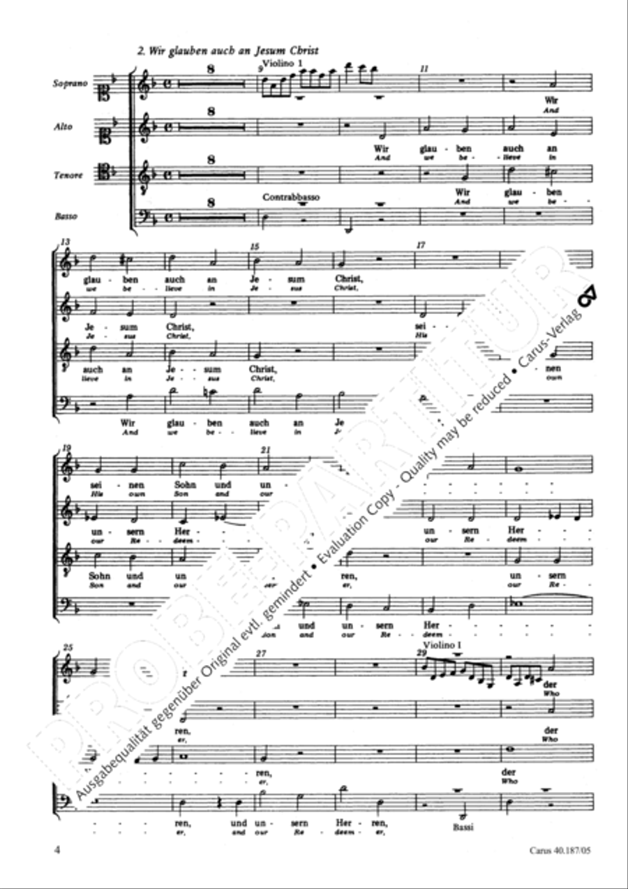 We all believe in one true God (Wir glauben all an einen Gott) 4-Part scores gallery preview page 5
