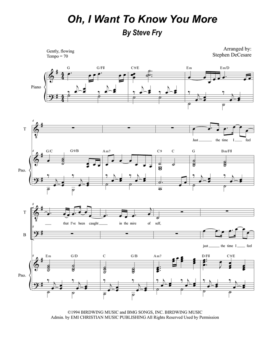Oh, I Want To Know You More Tenor Voice scores gallery preview page 1