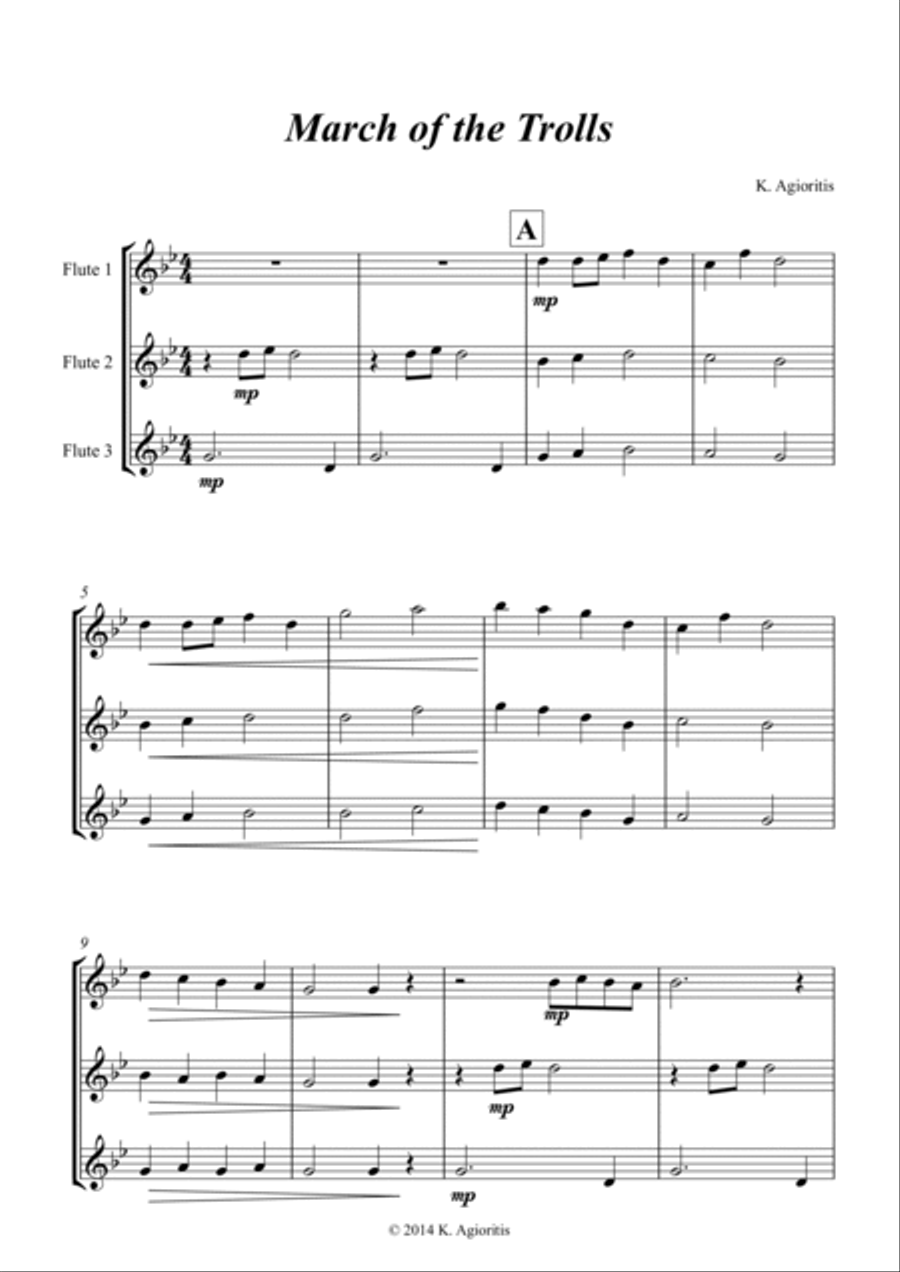 March of the Trolls - Flute Trio Flute Trio scores gallery preview page 5