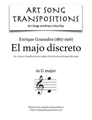 Book cover for GRANADOS: El majo discreto (transposed to G major)