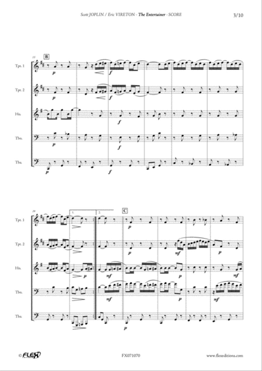 The Entertainer The Entertainer Brass Quintet scores gallery preview page 3