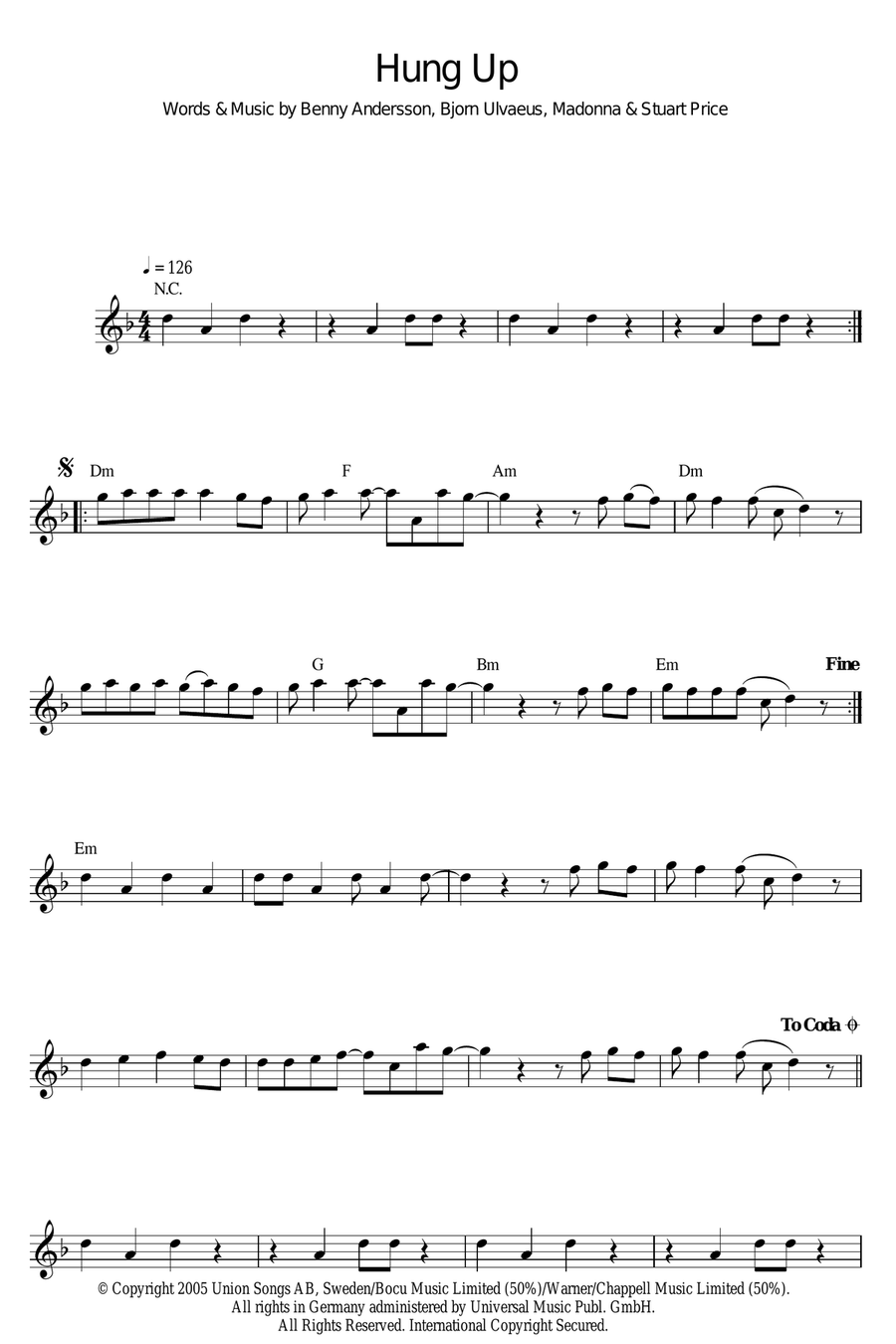 Hung Up Hung Up Flute Solo scores gallery preview page 1