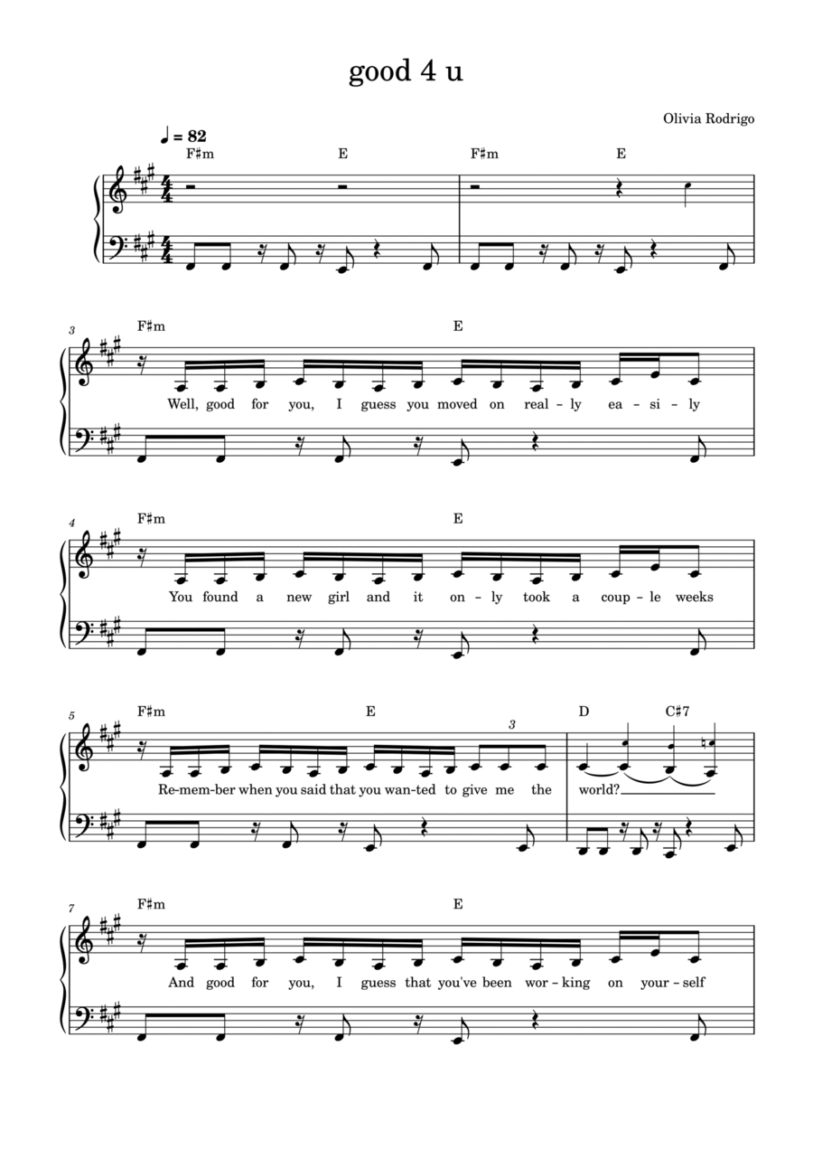 Good 4 U Piano Solo scores gallery preview page 1