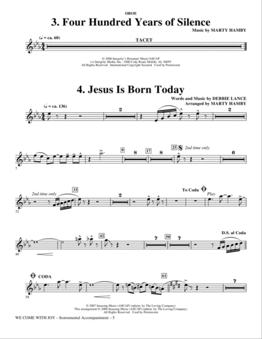 We Come With Joy Orchestration - Oboe Choir scores gallery preview page 5