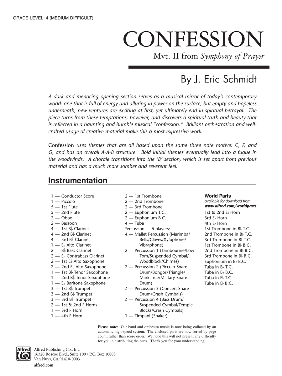 Confession (Movement 2 of Symphony of Prayer): Score