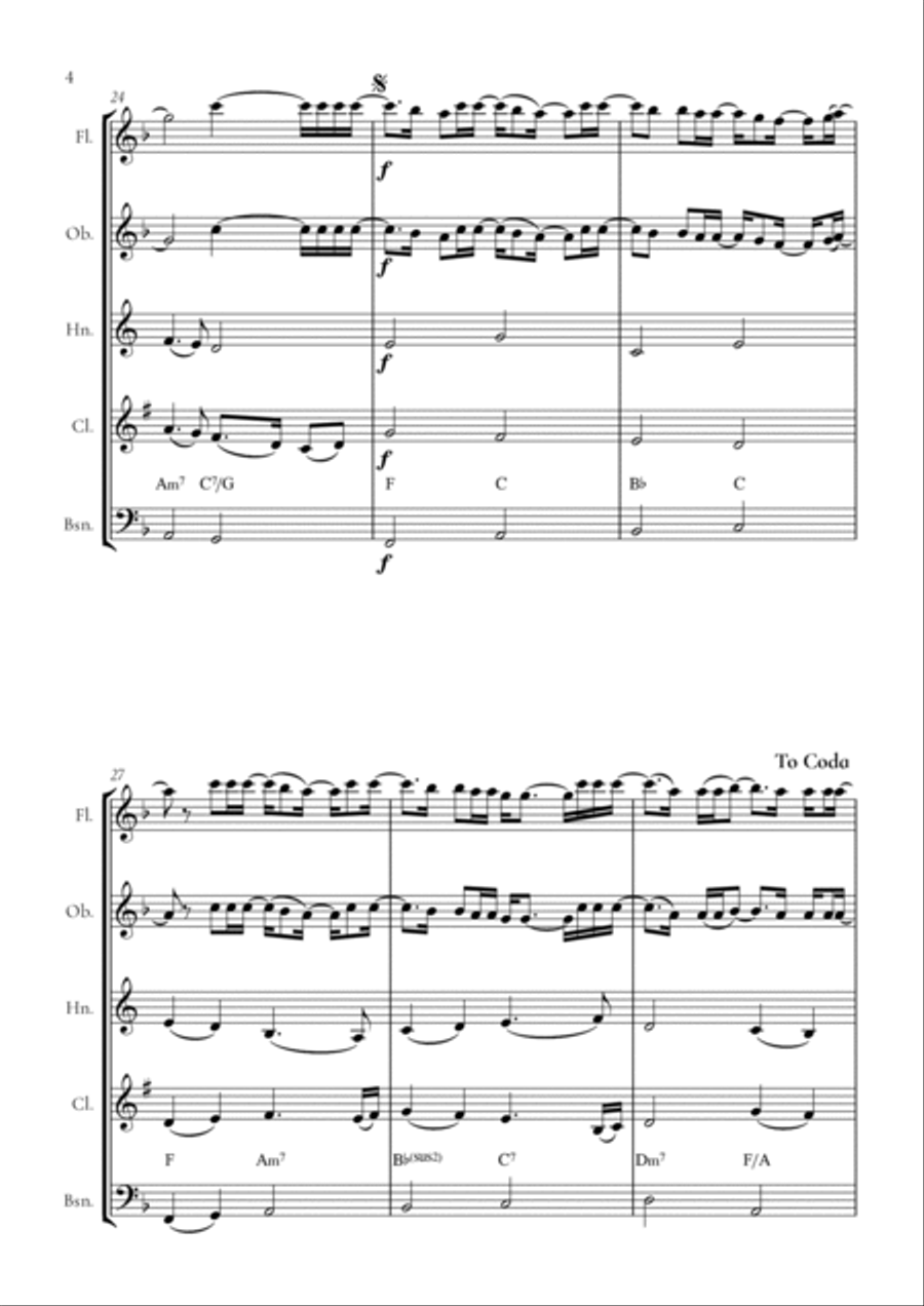 When We Were Young Woodwind Quintet scores gallery preview page 4