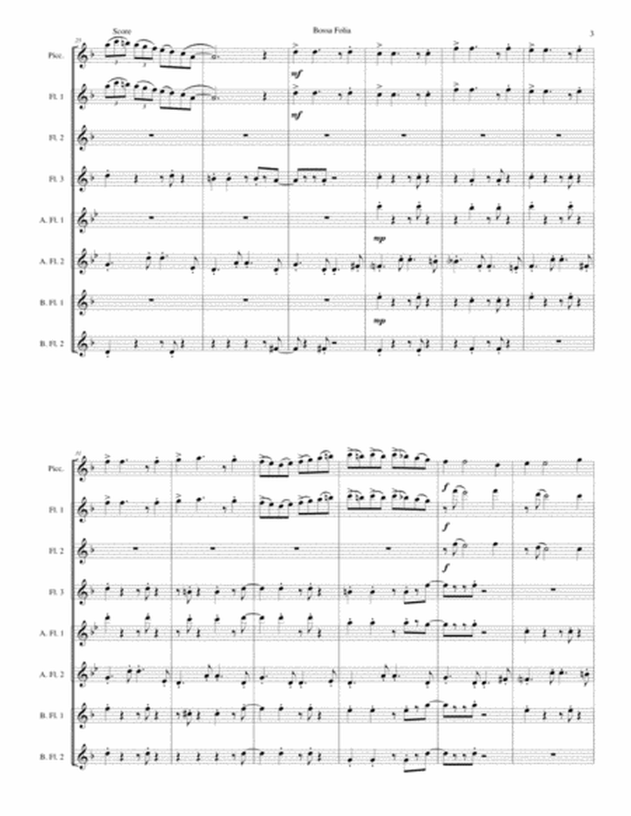 Bossa Folia for flute octet or flute choir image number null