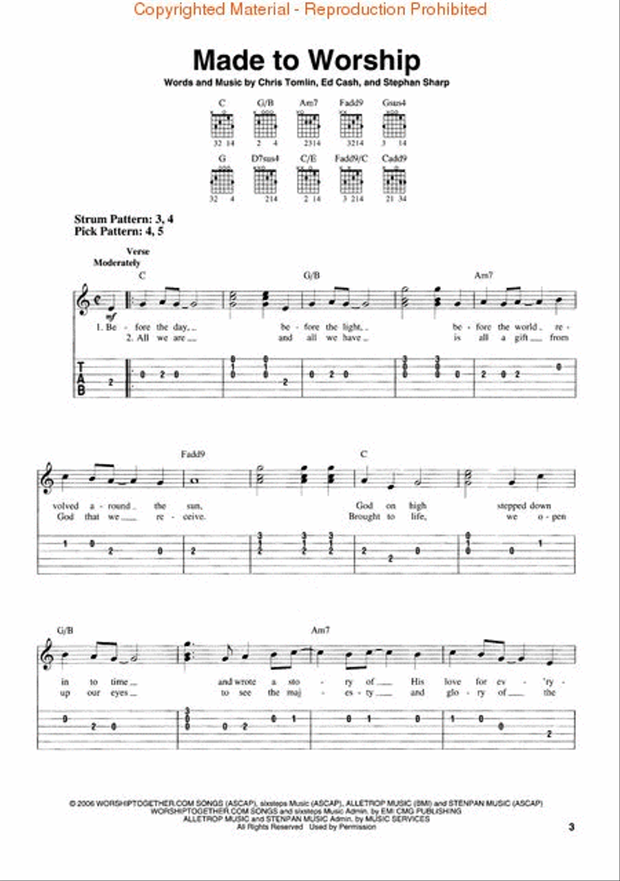 Chris Tomlin - See the Morning Guitar Tablature scores gallery preview page 3