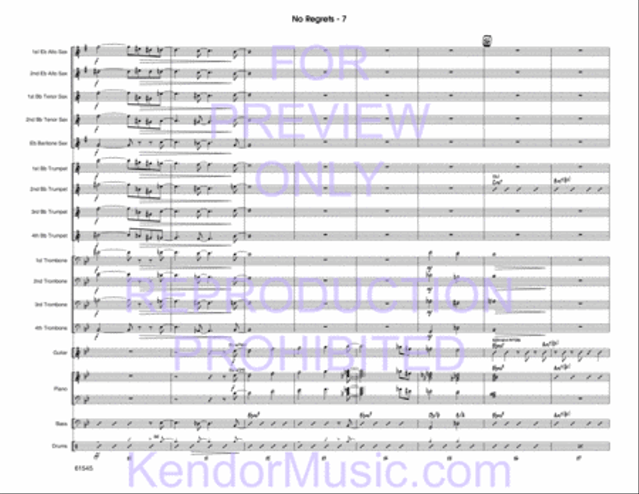 No Regrets (Full Score) Jazz Ensemble scores gallery preview page 8
