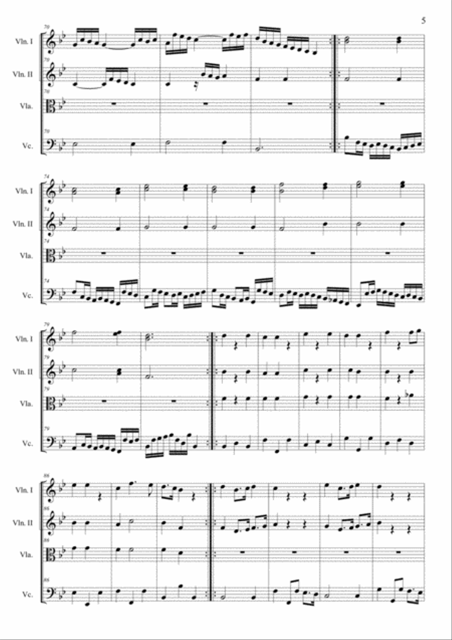CIACONA in Bb - BWV Anh.82 - Arr. for String Quartet CIACONA in Bb - BWV Anh.82 - Arr. for String Quartet String Quartet scores gallery preview page 5