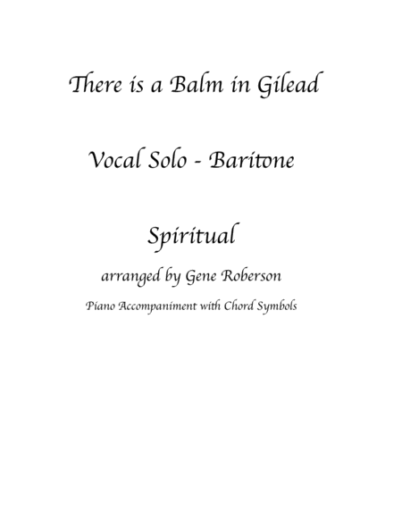 There is a Balm in Gilead Baritone Vocal solo image number null