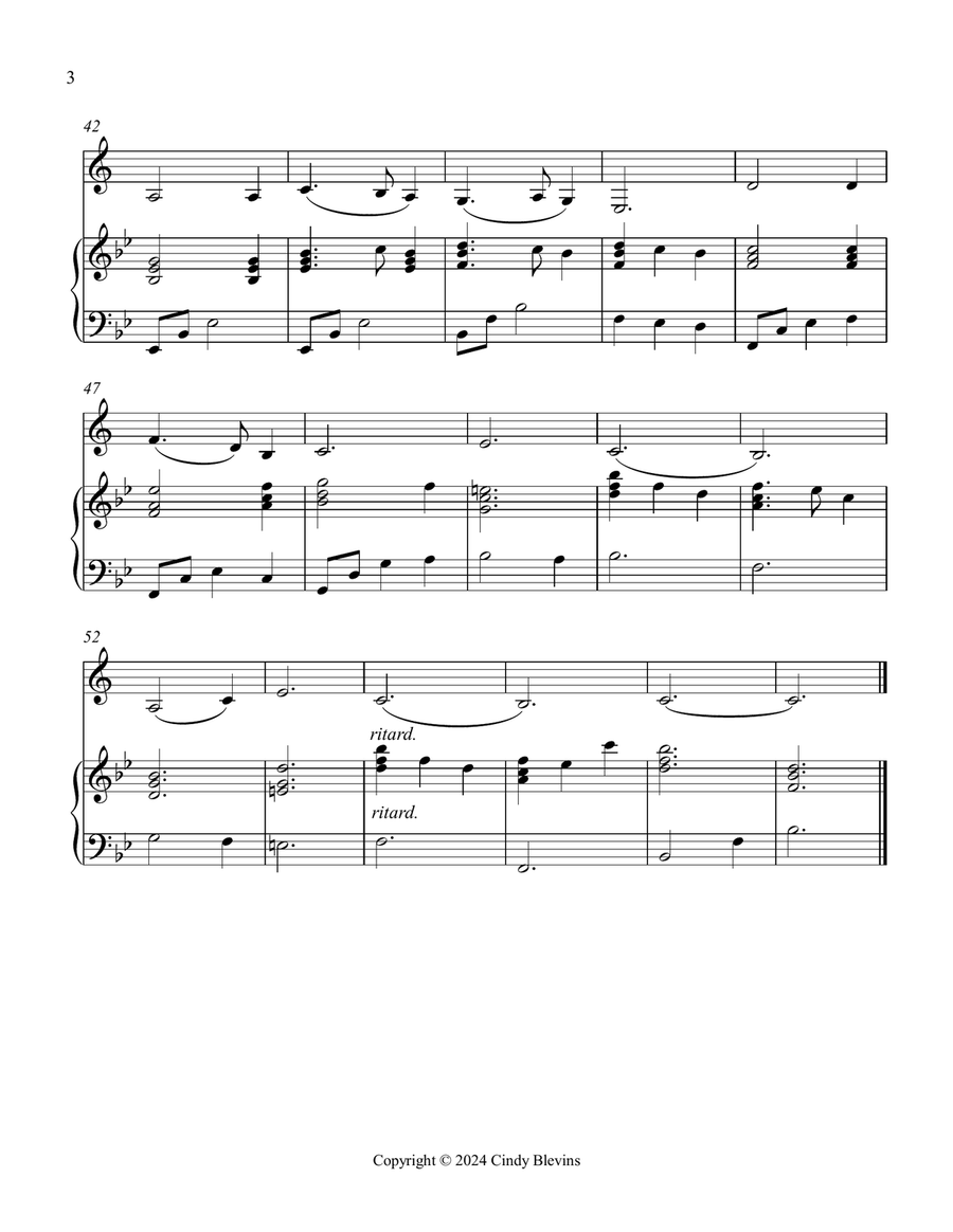 Silent Night, for Piano and Easy Clarinet B-Flat Clarinet scores gallery preview page 4