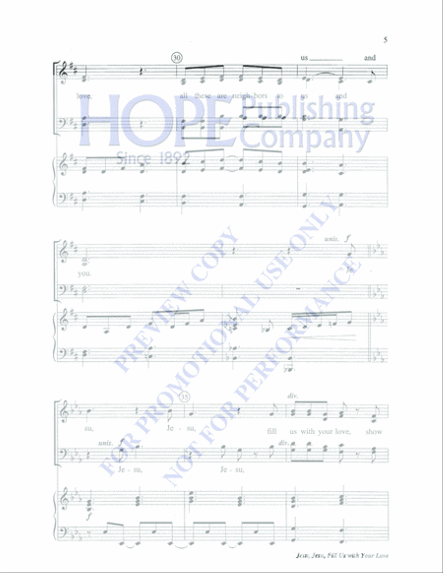 Jesu, Jesu, Fill Us With Your Love 4-Part scores gallery preview page 5