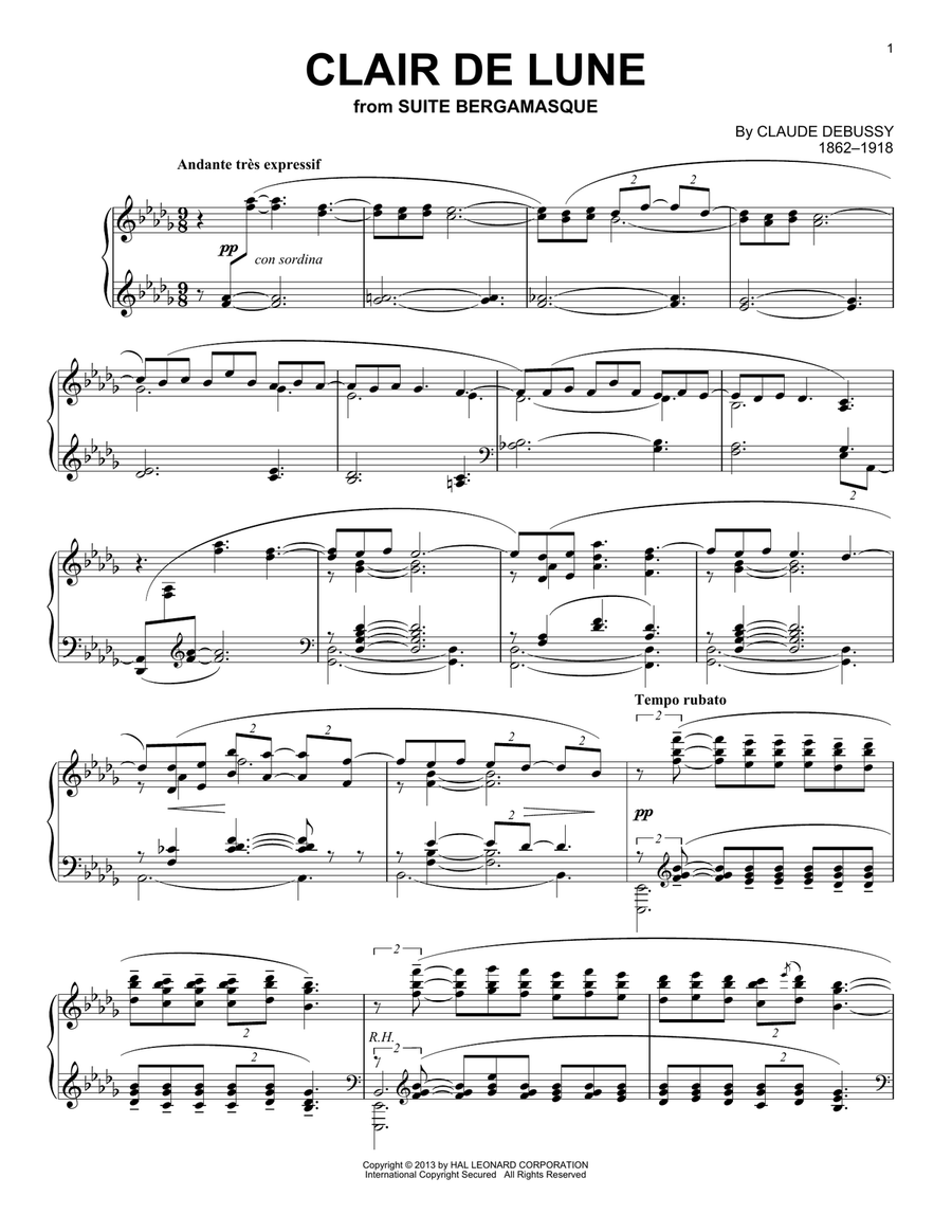Clair de Lune Clair de Lune Piano Solo scores gallery preview page 1
