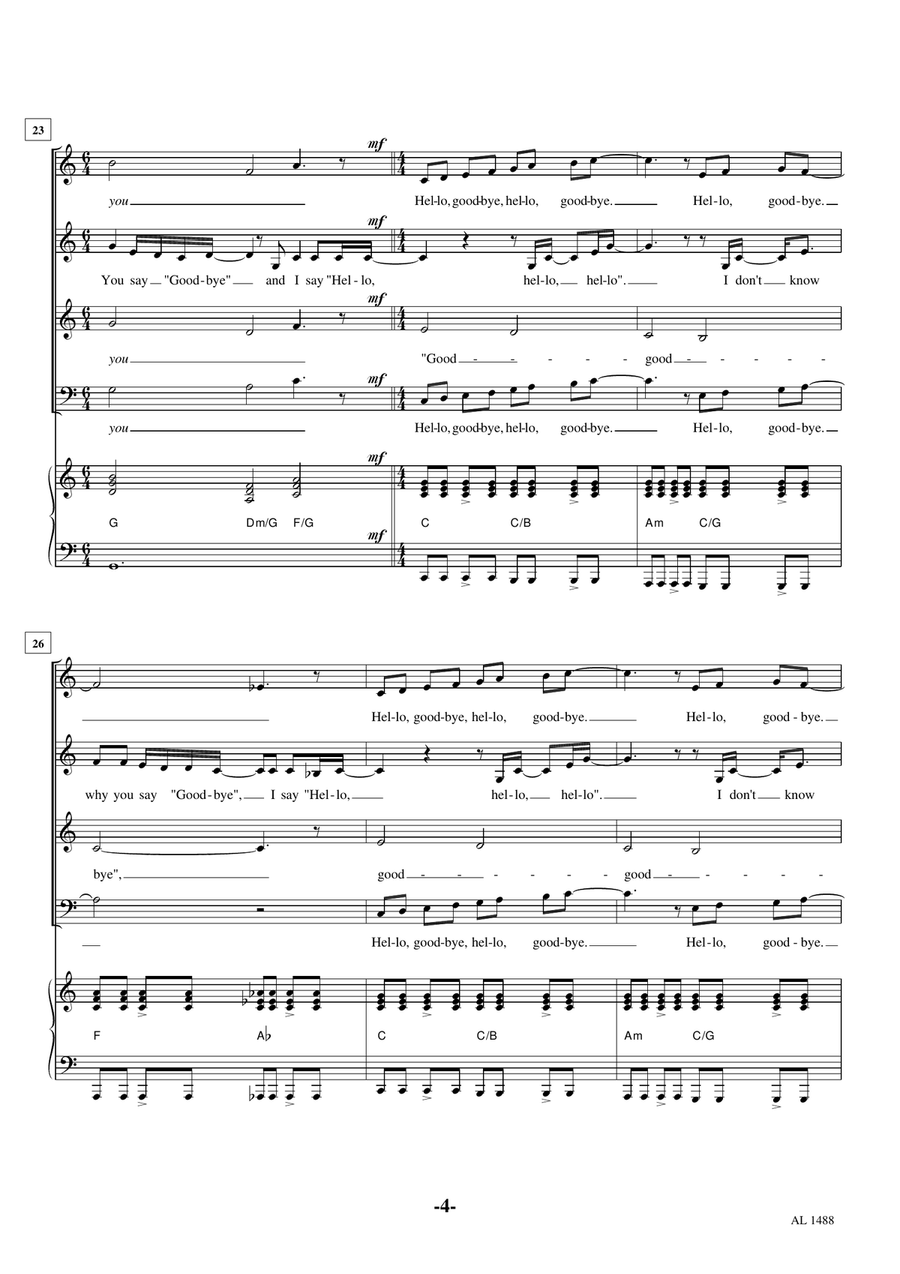 Hello, Goodbye 4-Part scores gallery preview page 4