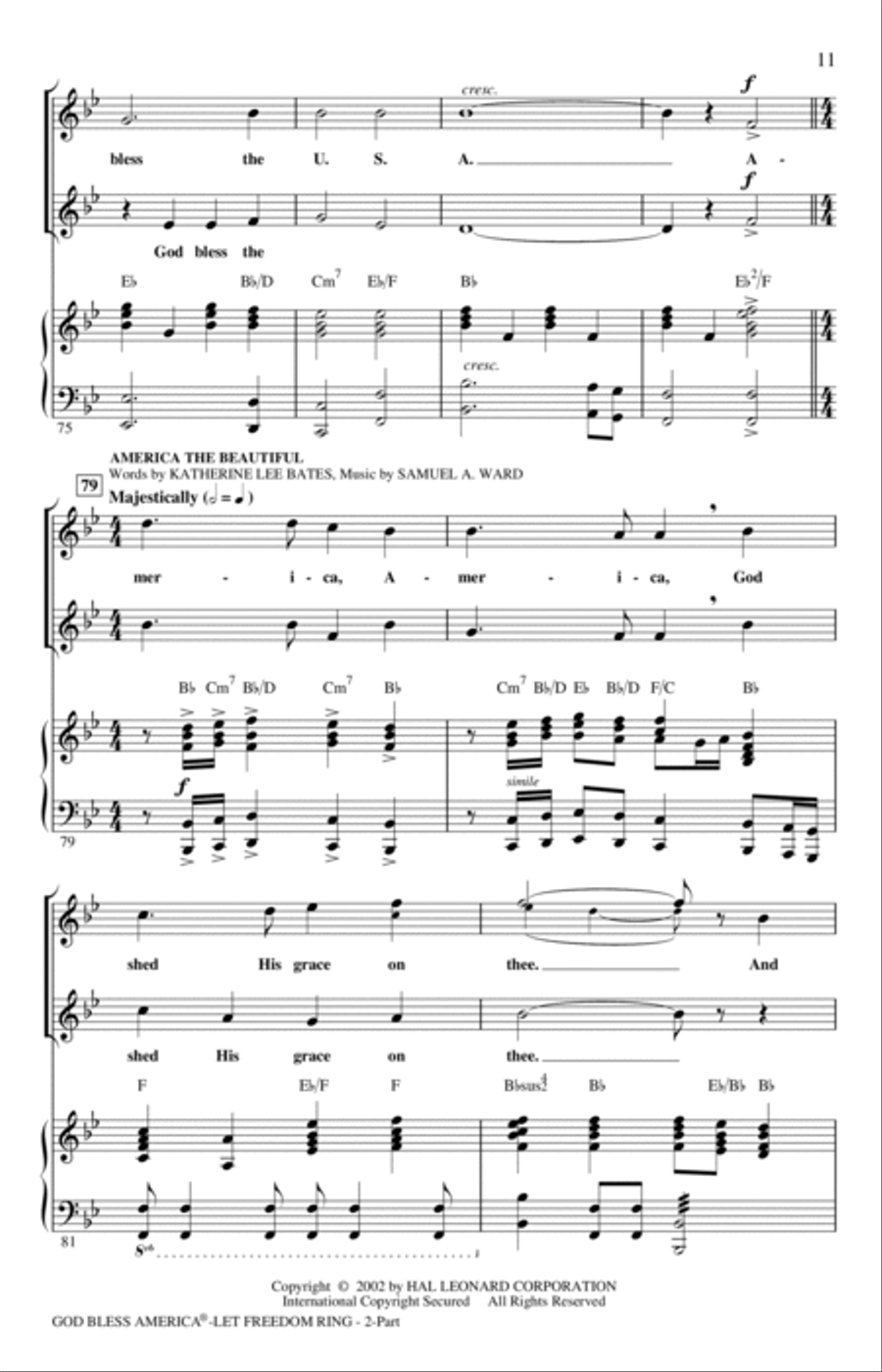 God Bless America (Let Freedom Ring) (Medley) 2-Part scores gallery preview page 10