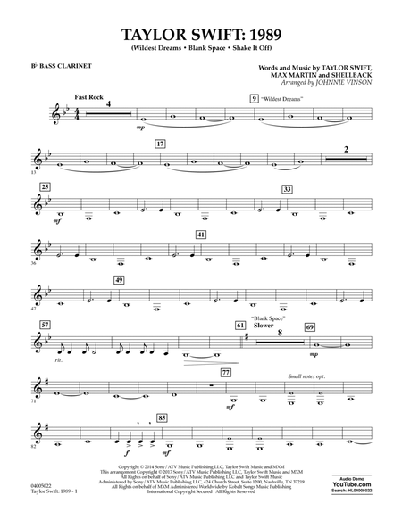 Taylor Swift: 1989 - Bb Bass Clarinet