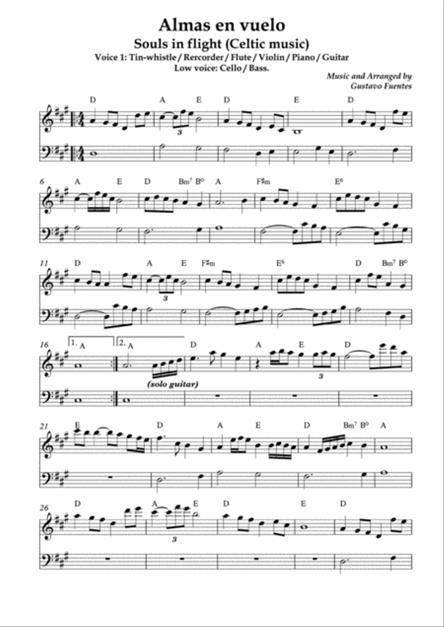 Almas en vuelo (Souls in Flight), Celtic Song by Gustavo Fuentes Large Ensemble scores gallery preview page 2