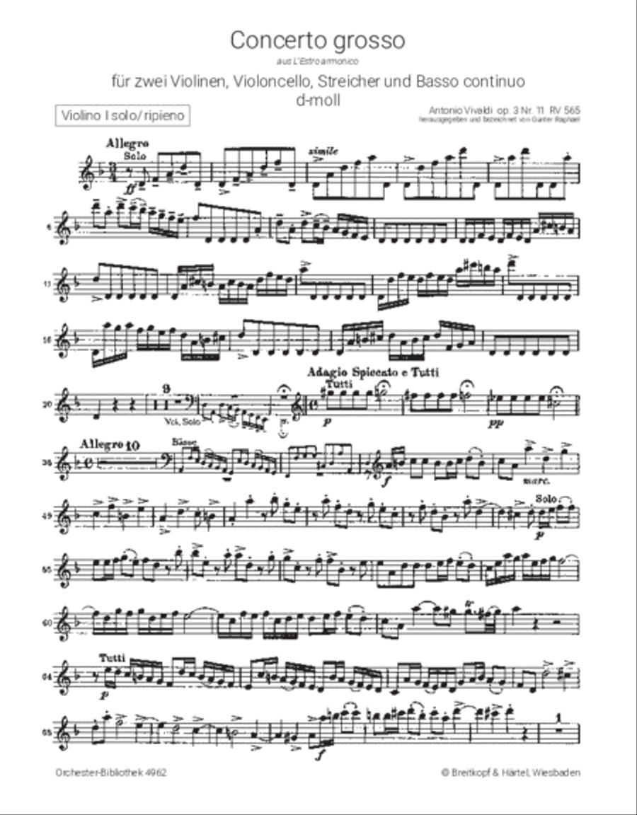 Concerto grosso in D minor Op. 3/11 RV 565 Orchestra scores gallery preview page 2