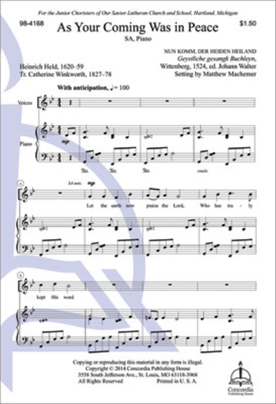 As Your Coming Was in Peace SA scores gallery preview page 1