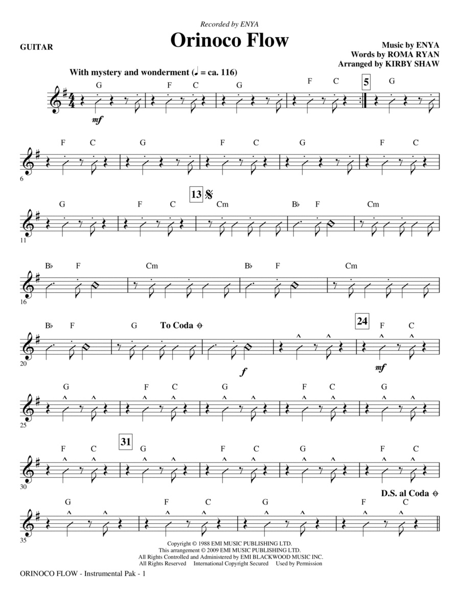 Orinoco Flow (arr. Kirby Shaw) - Guitar Choir scores gallery preview page 1