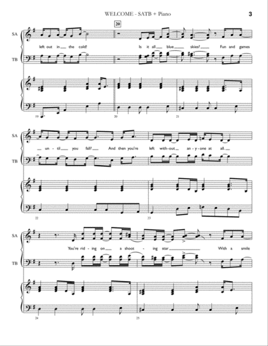 Welcome Song 4-Part scores gallery preview page 3
