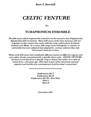 Book cover for CELTIC VENTURE for Tubaphonium Ensemble or Choir