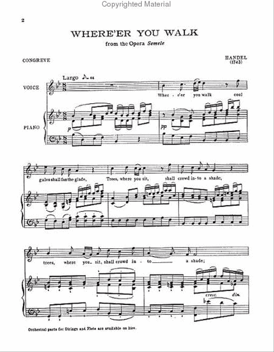 Handel: Where'er You Walk From The Opera Semele Tenor Voice scores gallery preview page 2