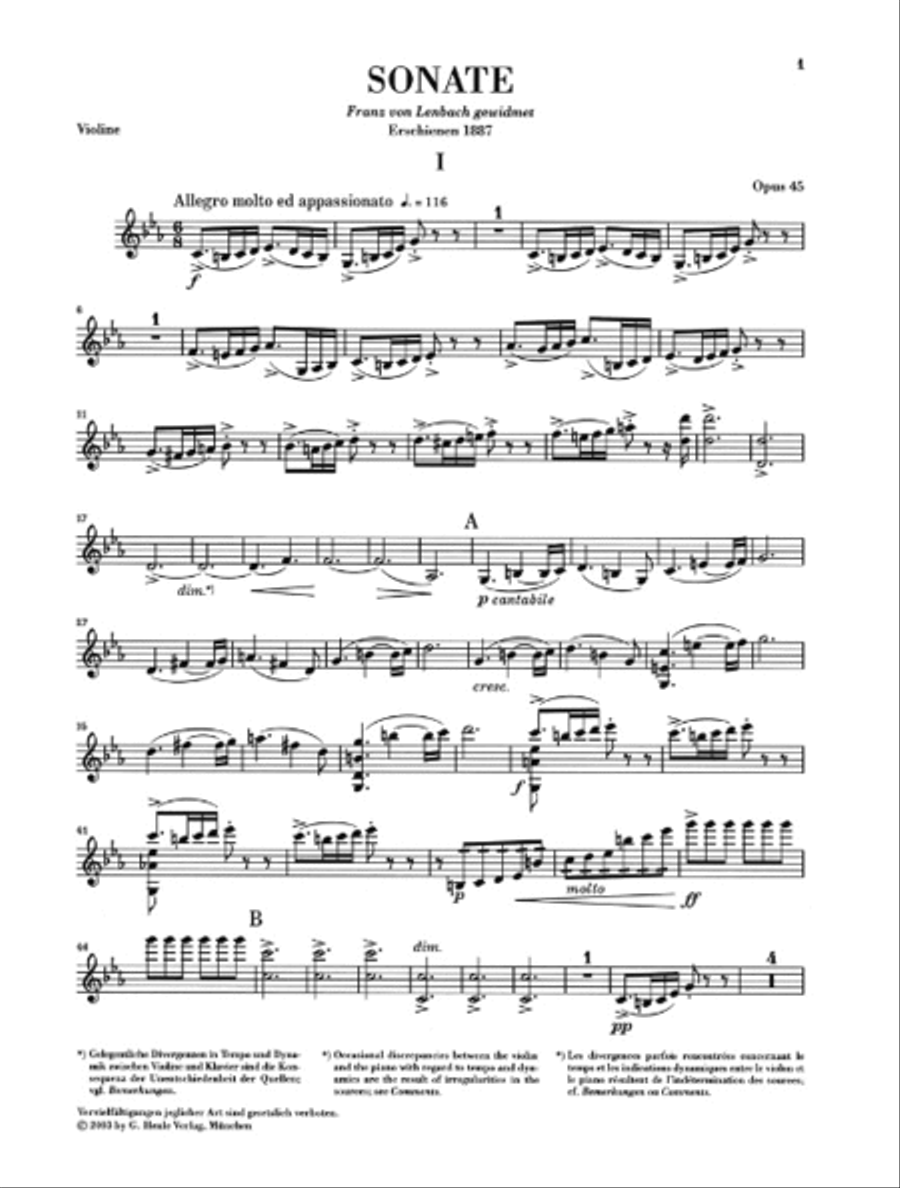 Violin Sonata in C minor Op. 45 Violin Solo scores gallery preview page 5