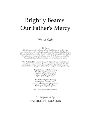 Book cover for Brightly Beams Our Father's Mercy - Piano arrangement by KATHLEEN HOLYOAK