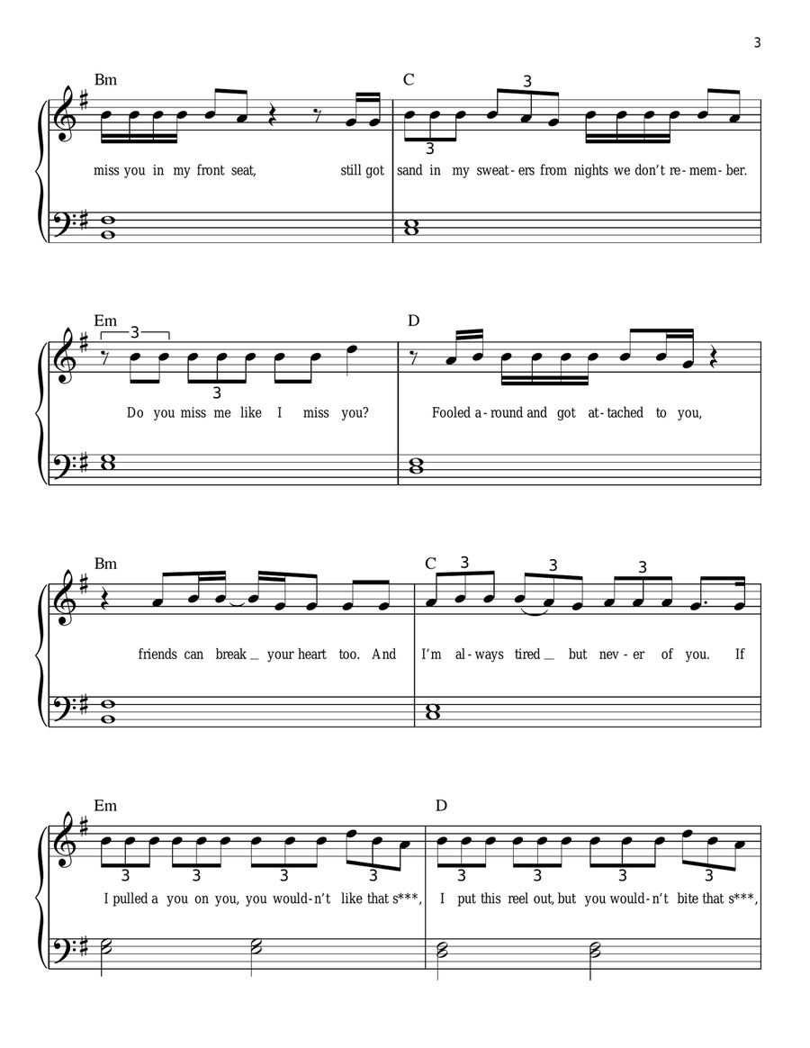 I Hate U, I Love U I Hate U, I Love U Easy Piano scores gallery preview page 3