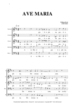 AVE MARIA - W. BYRD - For SATBarB Choir